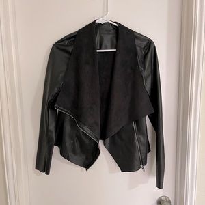 BlankNyc faux leather drape front jacket